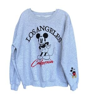 Disney Mickey Mouse Sweatshirt Womens XXL Gray Los Angeles California Fleece